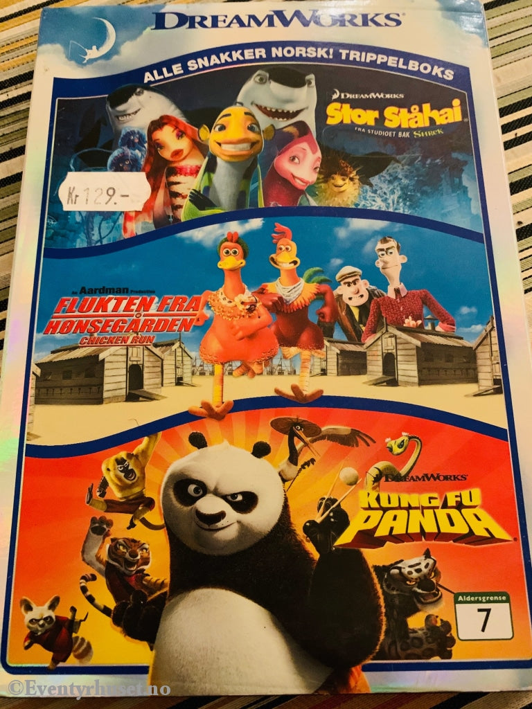 Stor Ståhai / Flukten Fra Hønsegården Kung Fu Panda. 2000-20008. Dvd Slipcase.