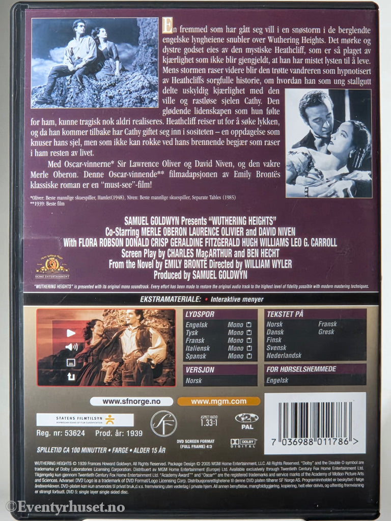 Stormfulle høyder (Wuthering Heights) (1939). DVD.
