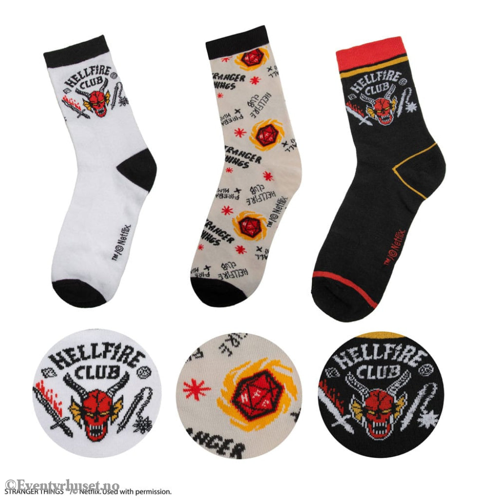 Stranger Things: Hellfire Club Set of 3 Socks Fashion & Accessories