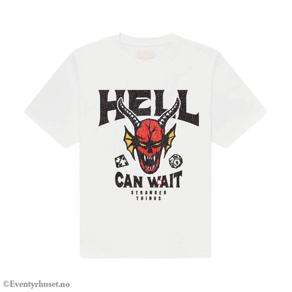 Stranger Things T-Shirt Hell Can Wait (white) Size S Fashion & Accessories