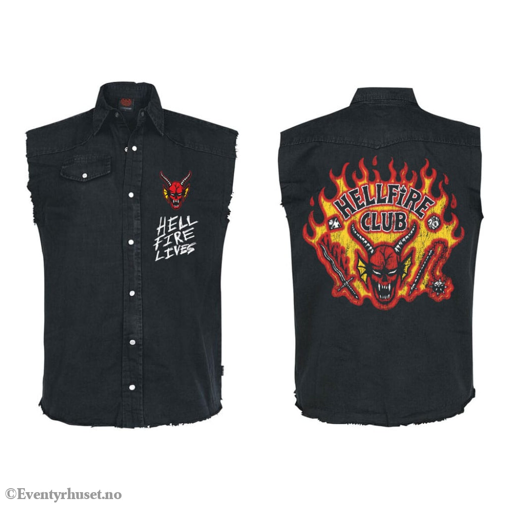 Stranger Things Work Shirt Hellfire Distressed Size L Fashion & Accessories
