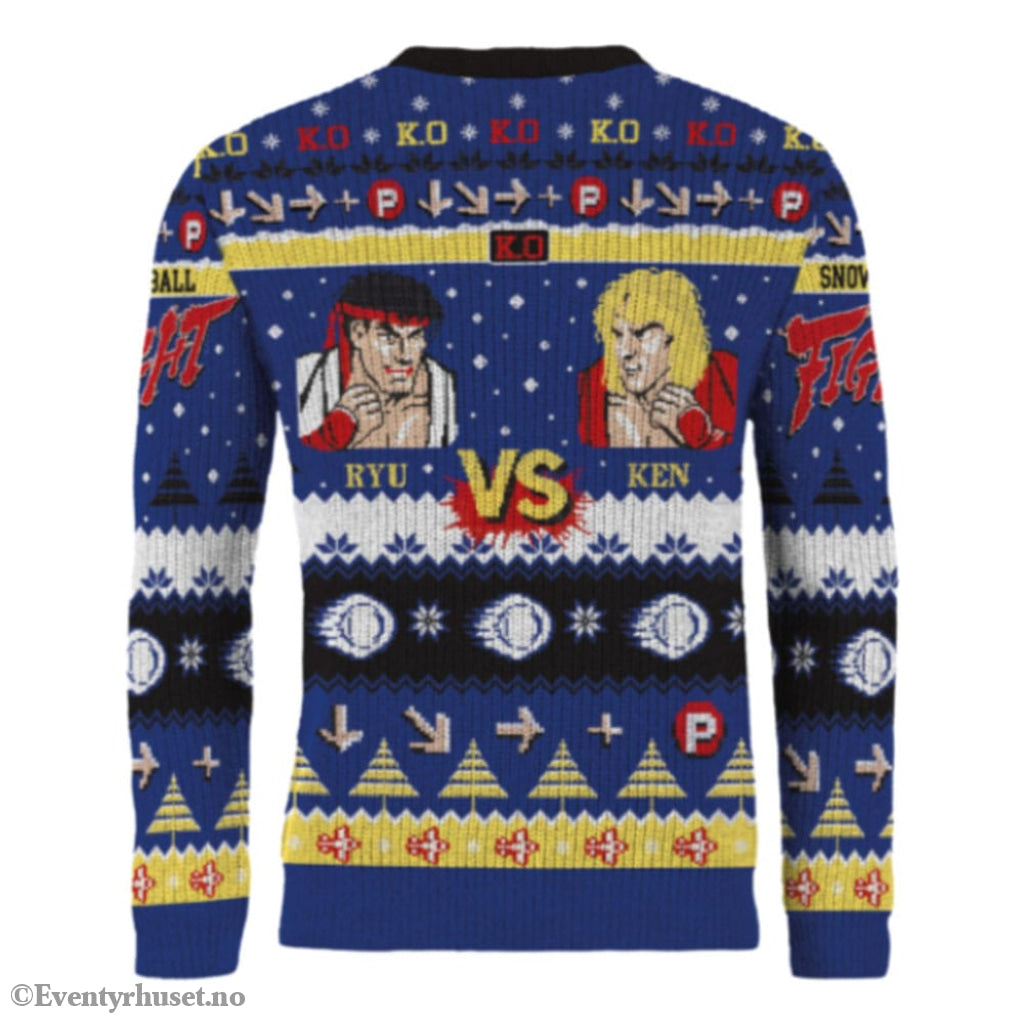 Street Fighter Christmas Sweater Ryu & Ken Size L Fashion & Accessories