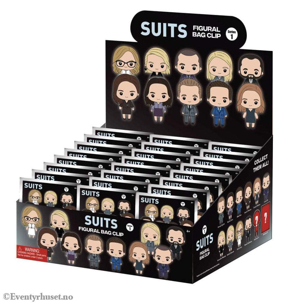 Suits 3D PVC Bag Clips Series 1 Display (24) Fashion & Accessories
