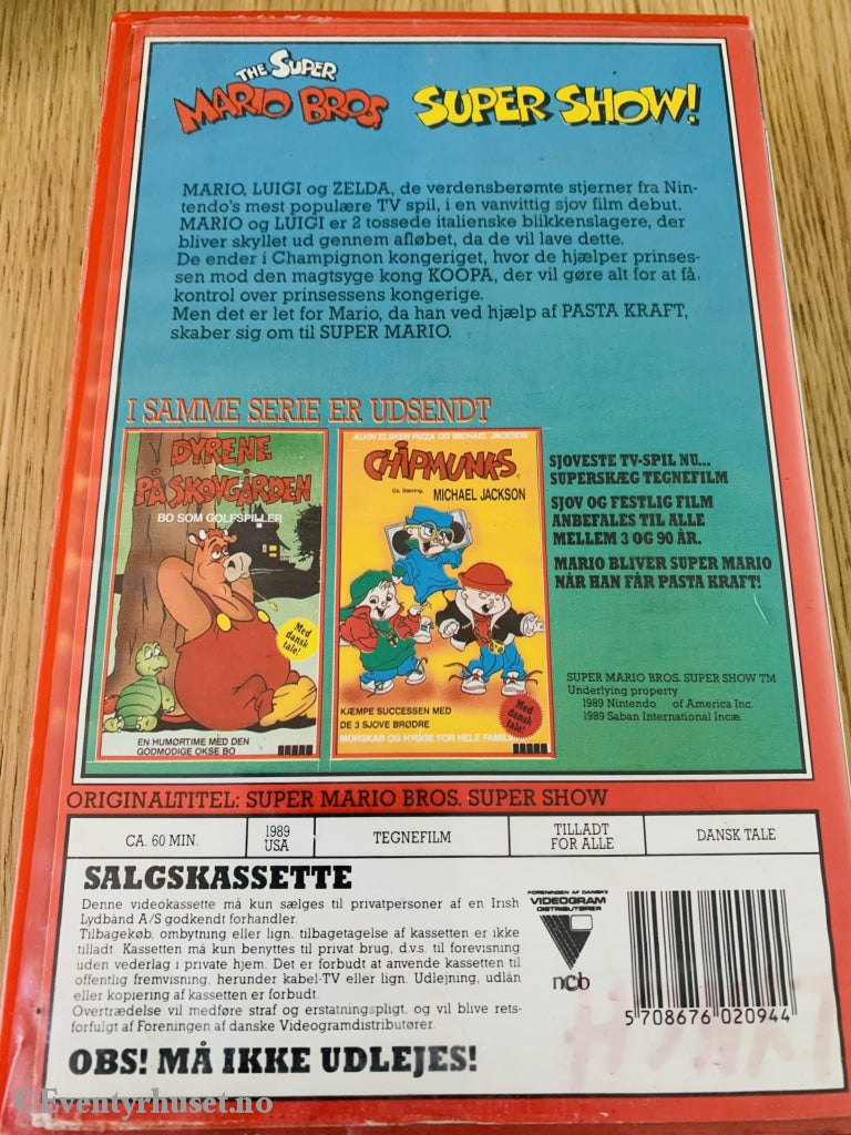 Super Mario Bros Show! 1989. Dansk Tale. Vhs Big Box.