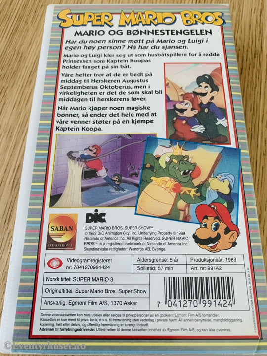 Super Mario Bros. Supershow 3. Og Bønnestengelen. 1989. Vhs. Vhs