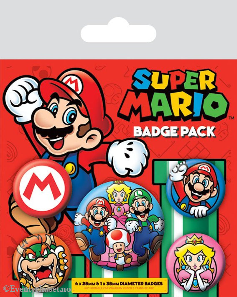 Super Mario Pin-Back Buttons 5-Pack Fashion & Accessories