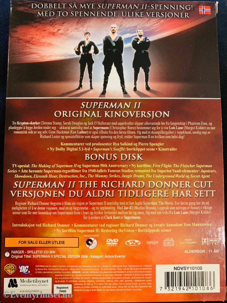 Superman Ii - 3 Disc Deluxe Edition. Dvd Samleboks.