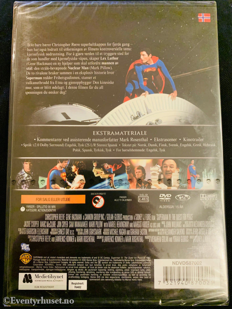 Superman Iv - The Quest For Peace Deluxe Edition. 1983. Dvd. Ny I Plast! Dvd