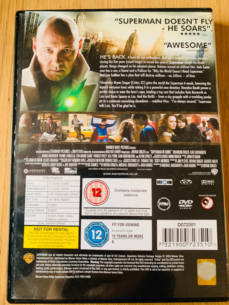 Superman Returns. DVD.