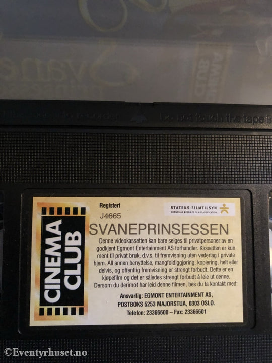 Svaneprinsessen (Cinema Club Versjonen). 1994. Vhs. Vhs