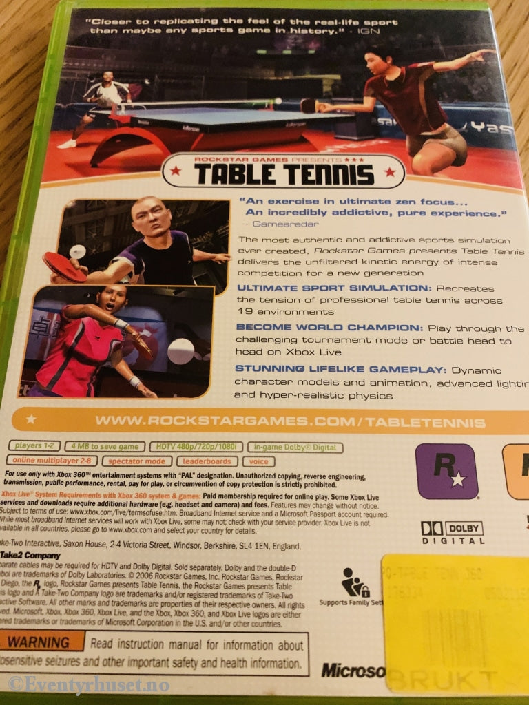 Table Tennis. Xbox 360.