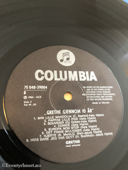 Teddyen Min - «Grethe Gjennom 10 År». 1964. Lp. Lp Plate