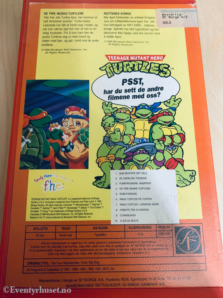 Teenage Mutant Hero Turtles. Nr. 4. De Fire Muske-Turtlene. 1988/89. Vhs Big Box.