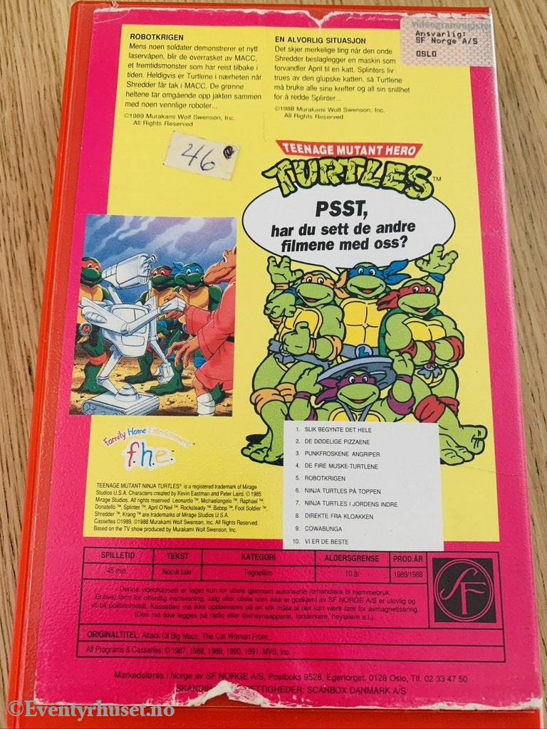 Teenage Mutant Hero Turtles. Nr. 5. Robotkrigen. 1988/89. Vhs Big Box.