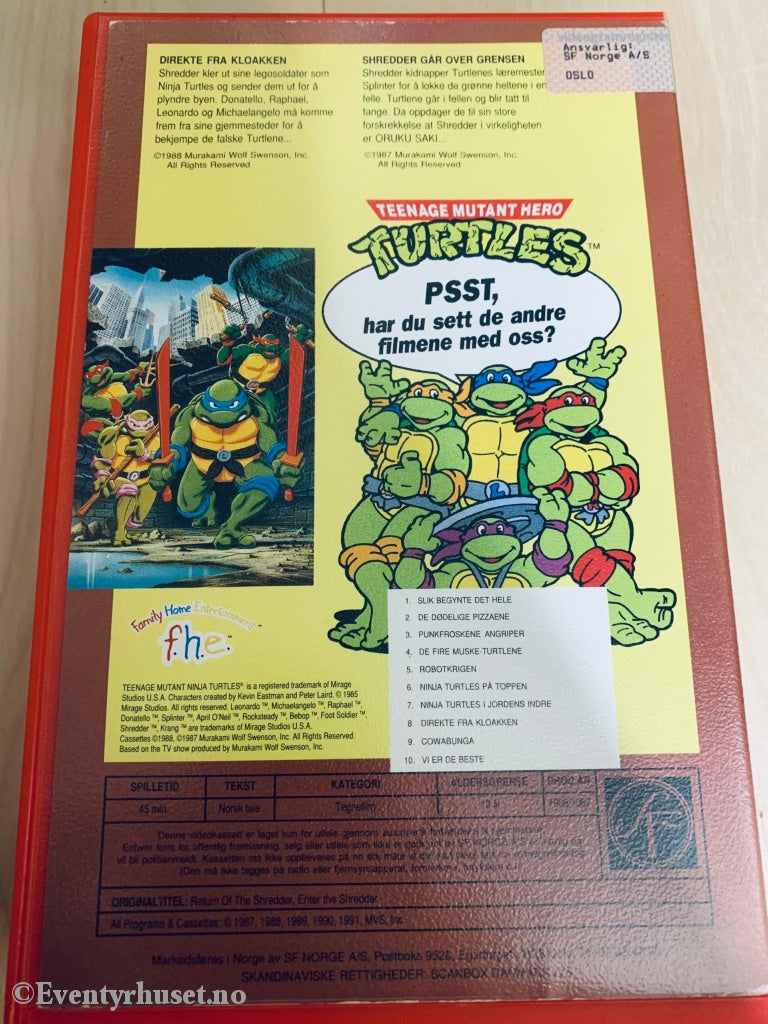 Teenage Mutant Hero Turtles. Nr. 8. Direkte Fra Kloakken. 1987/88. Vhs Big Box.