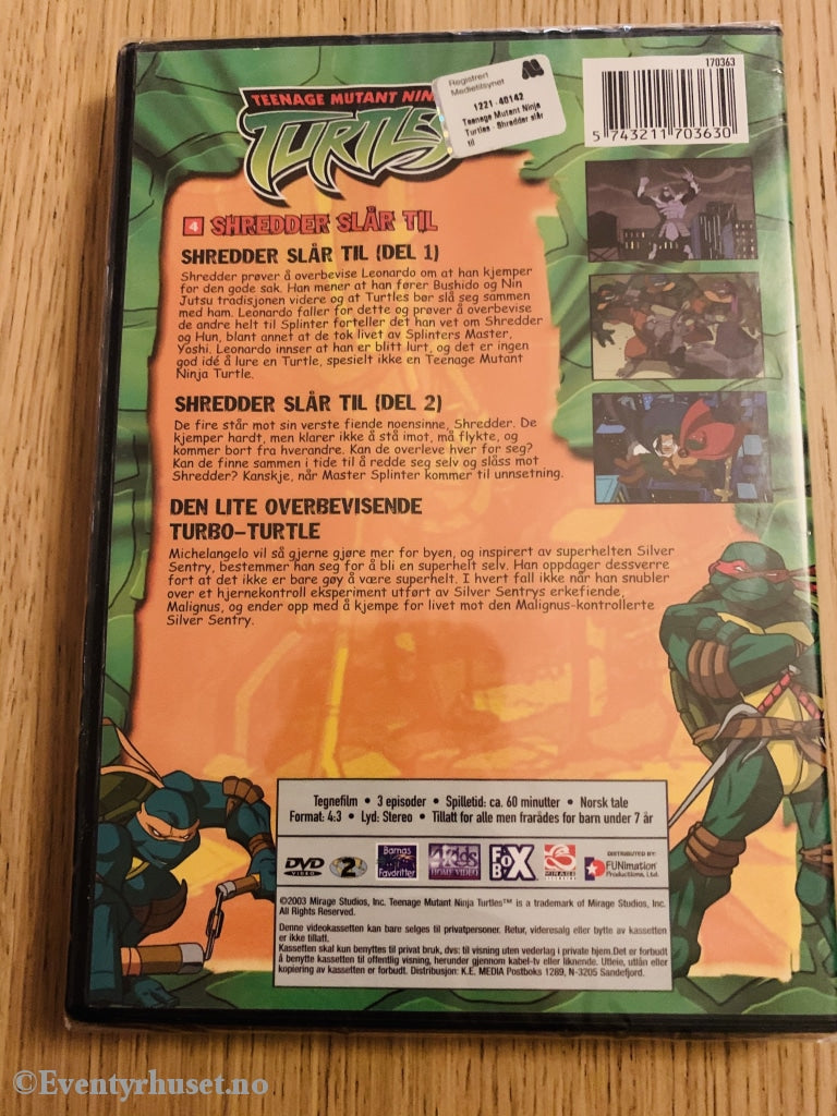 Teenage Mutant Ninja Turtles. Shredder Slår Til. 2003. Dvd Ny I Plast!