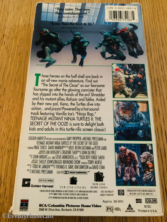 Teenage Mutant Ninja Turtles II: The Secret of the Ooze 1991 .VHS slipcase.