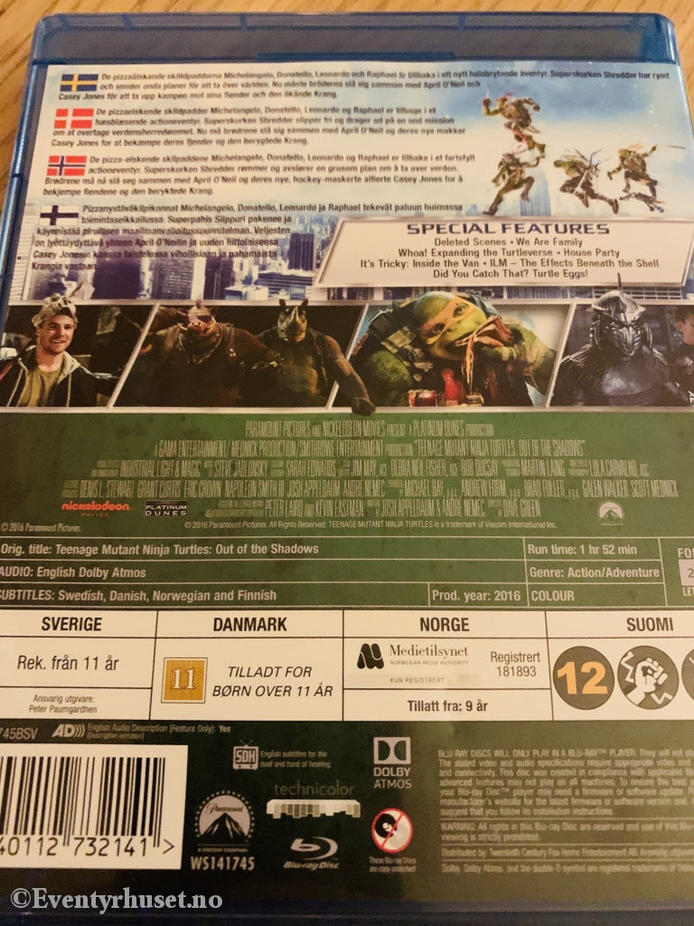 Teenage Mutant Ninja Turtles - Out Of The Shadows. Blu-Ray. Blu-Ray Disc