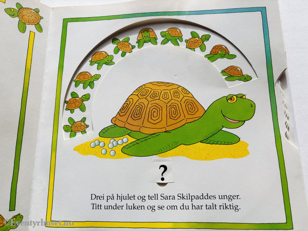 Tell dyrene! Drei på hjulene – Titt under lukene – Tell ungene. 2005. Barnebok.