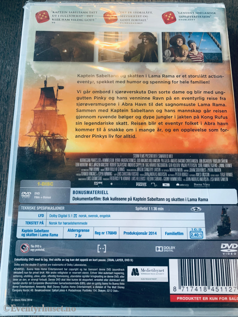 Terje Formoe. 2014. Kaptein Sabeltann og skatten i Lama Rama. DVD. Ny i plast! DVD