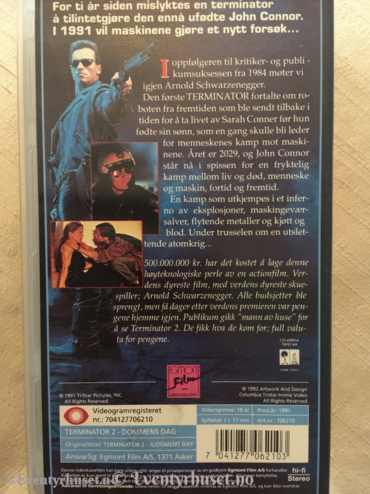 Terminator 2. Dommens Dag. 1991. Vhs. Vhs