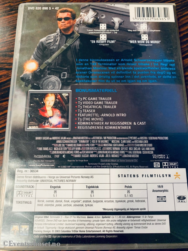 Terminator 3. Dvd Leiefilm.