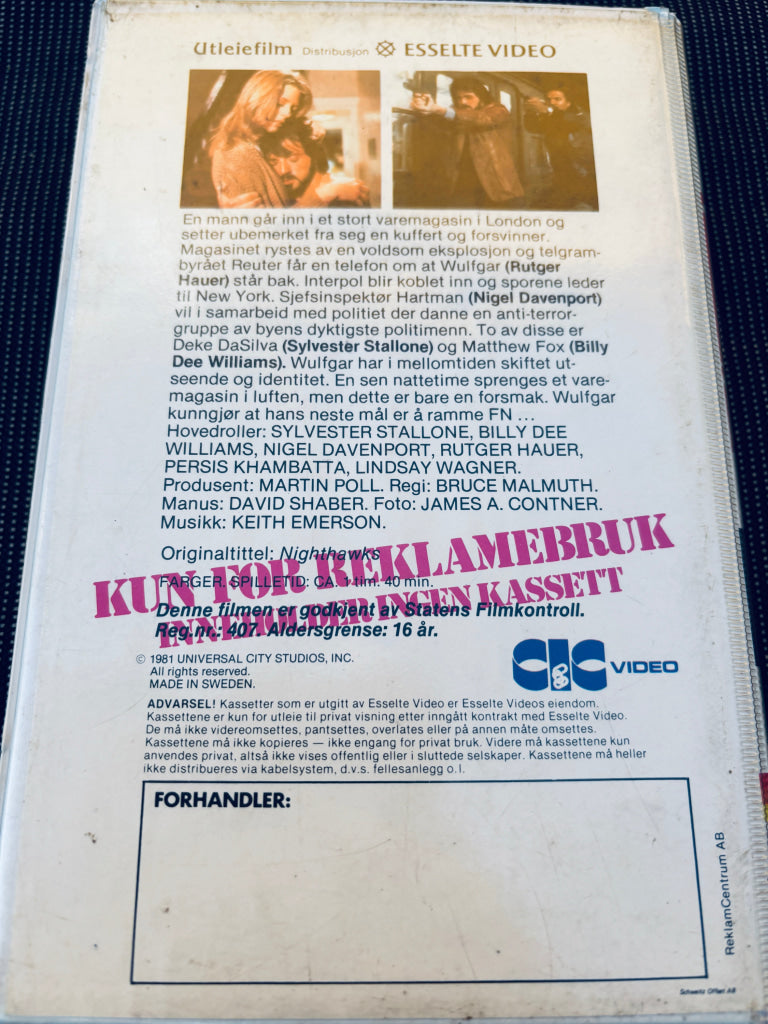 Terrorpatruljen (Nighthawks). 1981. VHS Big Box. VHS