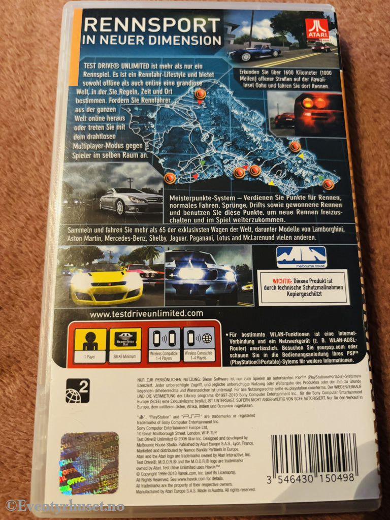 Test Drive Unlimited. Playstation PSP.