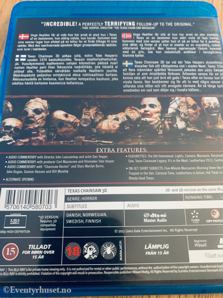 Texas Chainsaw 3D (2013). Blu-Ray.
