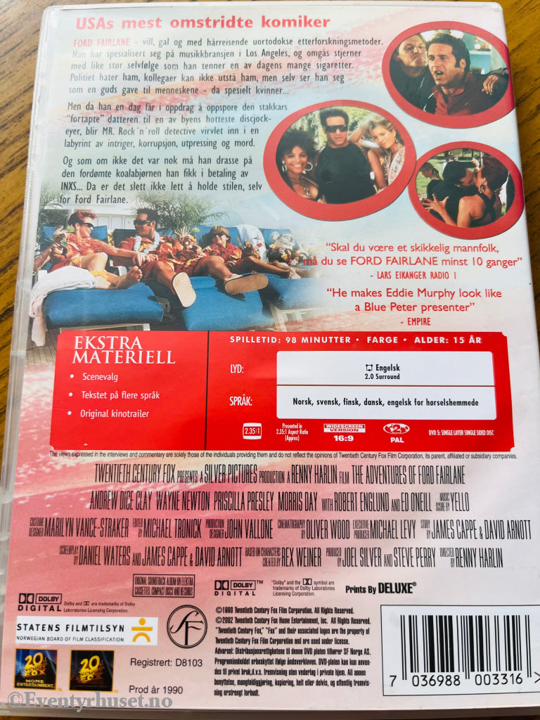 The Adventures Of Ford Fairlane. 1990. Dvd. Dvd