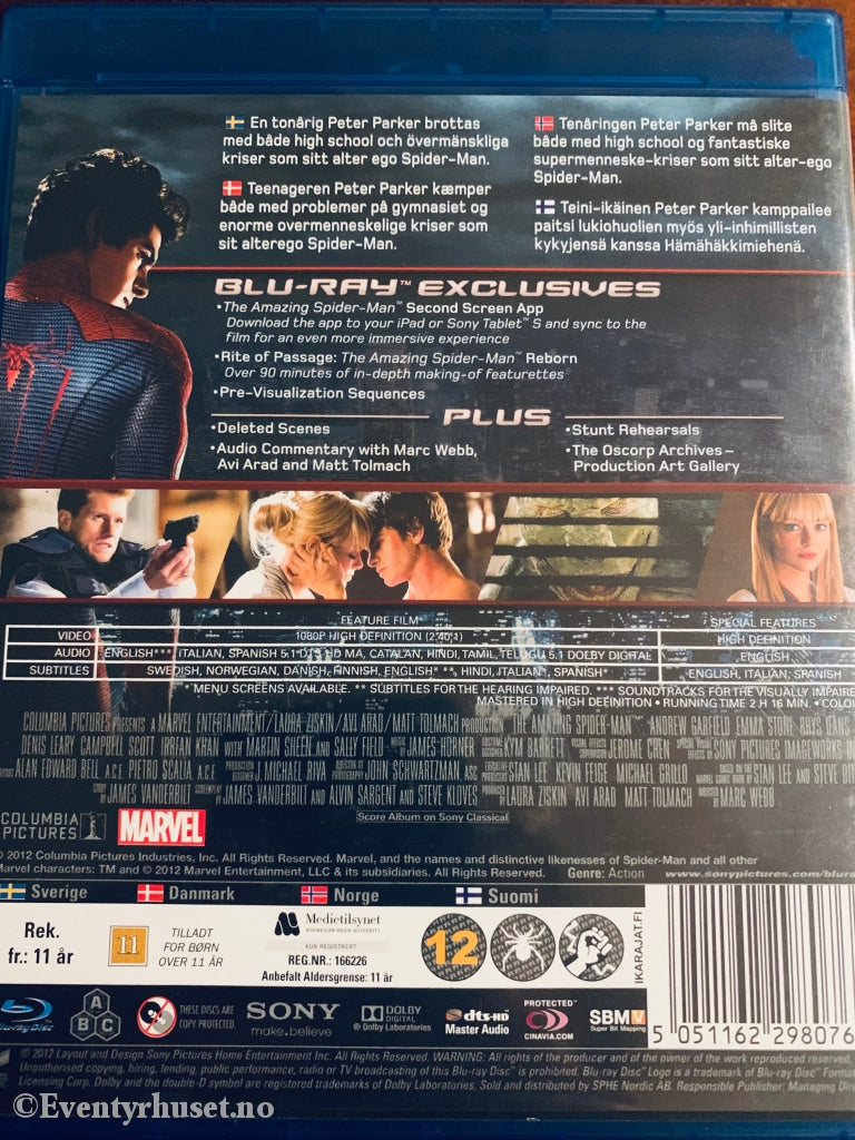 The Amazing Spiderman (Marvel). 2012. Blu-Ray. Blu-Ray Disc