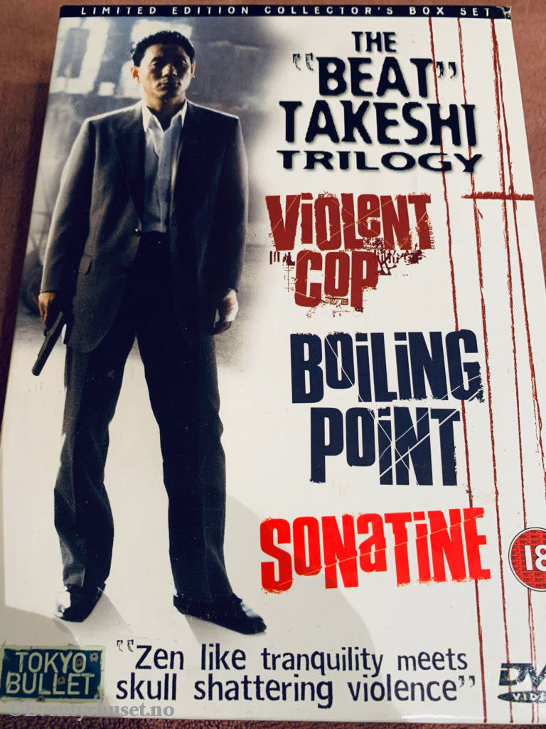 The 'Beat' Takeshi Trilogy: Violent Cop (1989), Boiling Point (1990), Sonatine (1993). DVD samleboks.