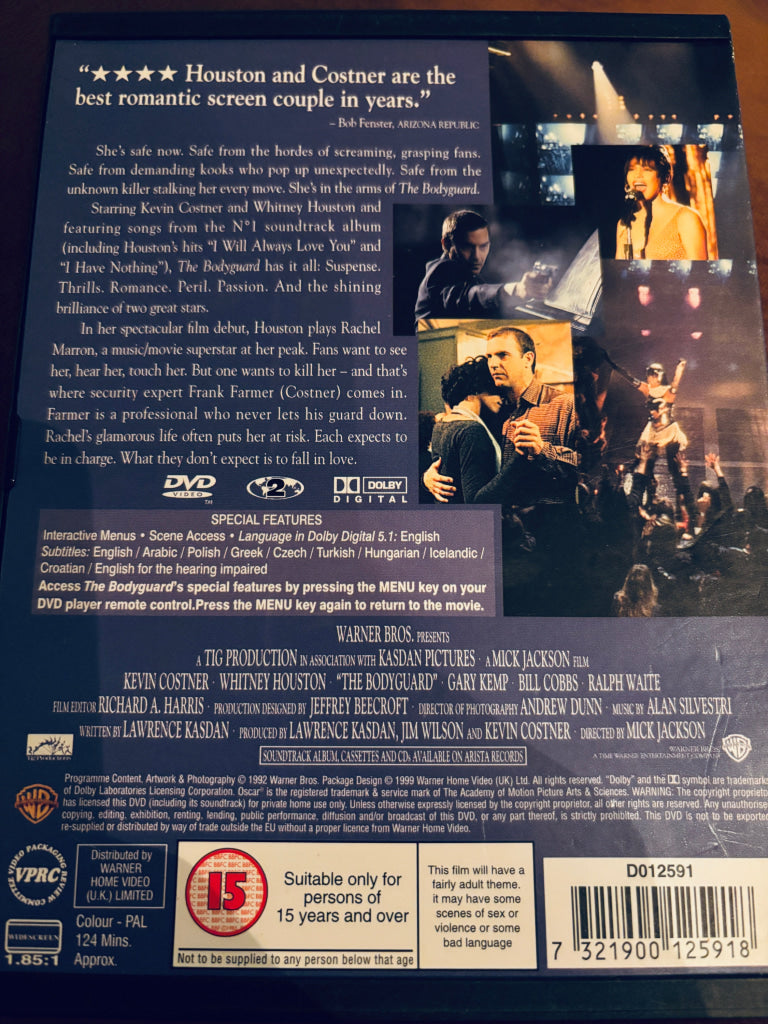 The Bodyguard. DVD snapcase.