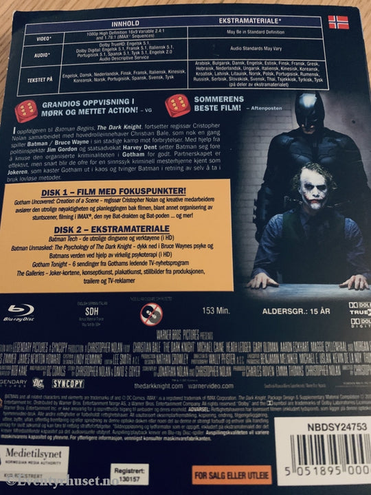 The Dark Knight. Blu-Ray Slipcase Spesialversjon. Blu-Ray Disc