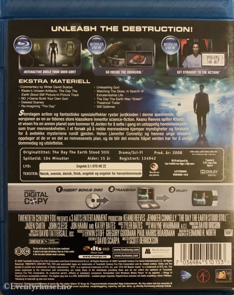 The Day Earth Stood Still. Blu-Ray. Blu-Ray Disc