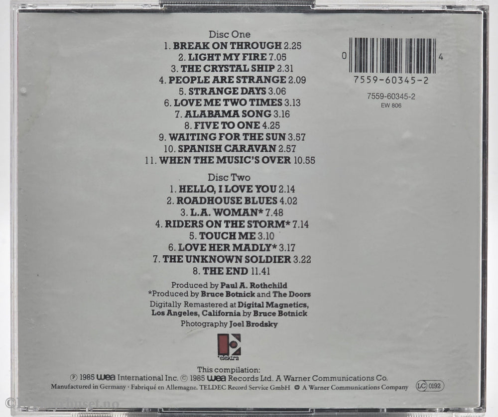 The Doors. 1985. The Best Of The Doors. CD.