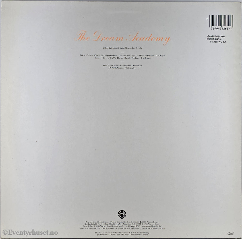The Dream Academy. 1985. The Dream Academy. LP.