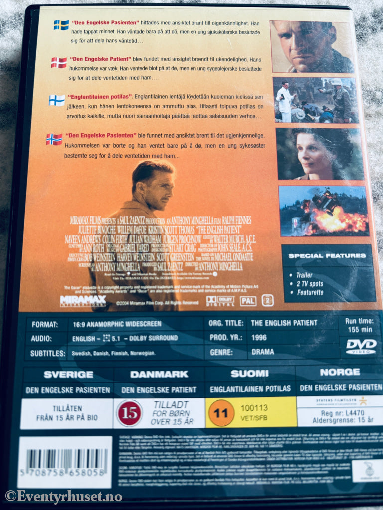 The English Patient. DVD.