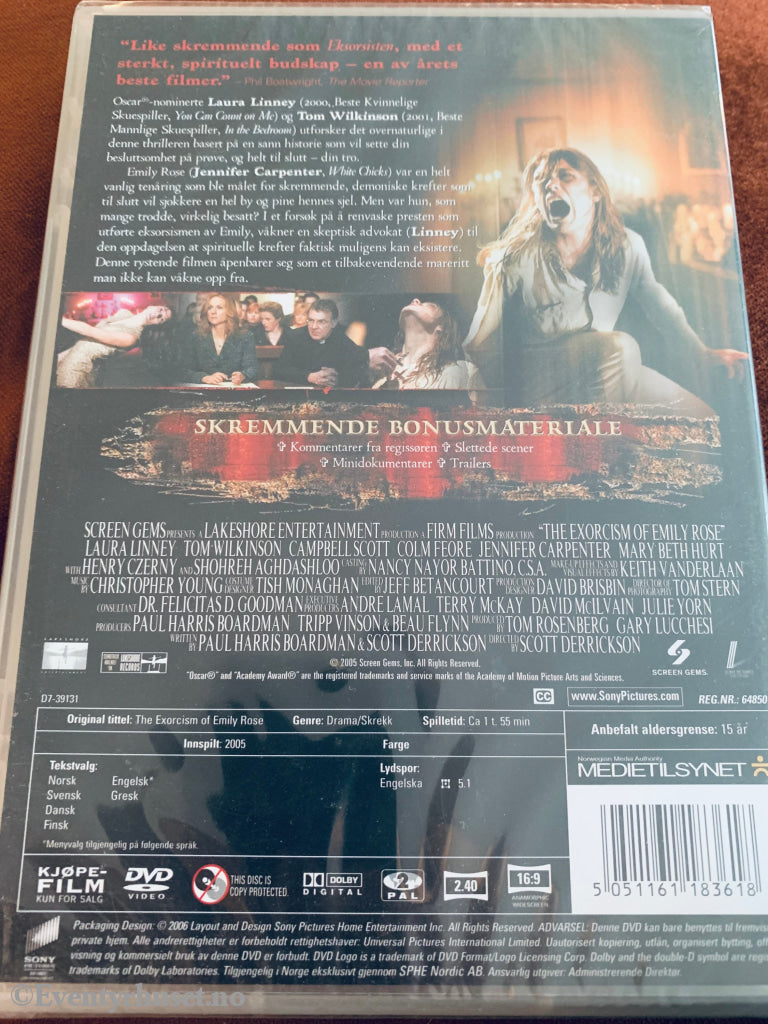 The Exorcism Of Emily Rose. Dvd. Ny I Plast! Dvd