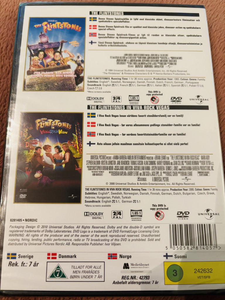 The Flintstones og The Flintstones in Viva Rock Vegas. DVD. Ny i plast!