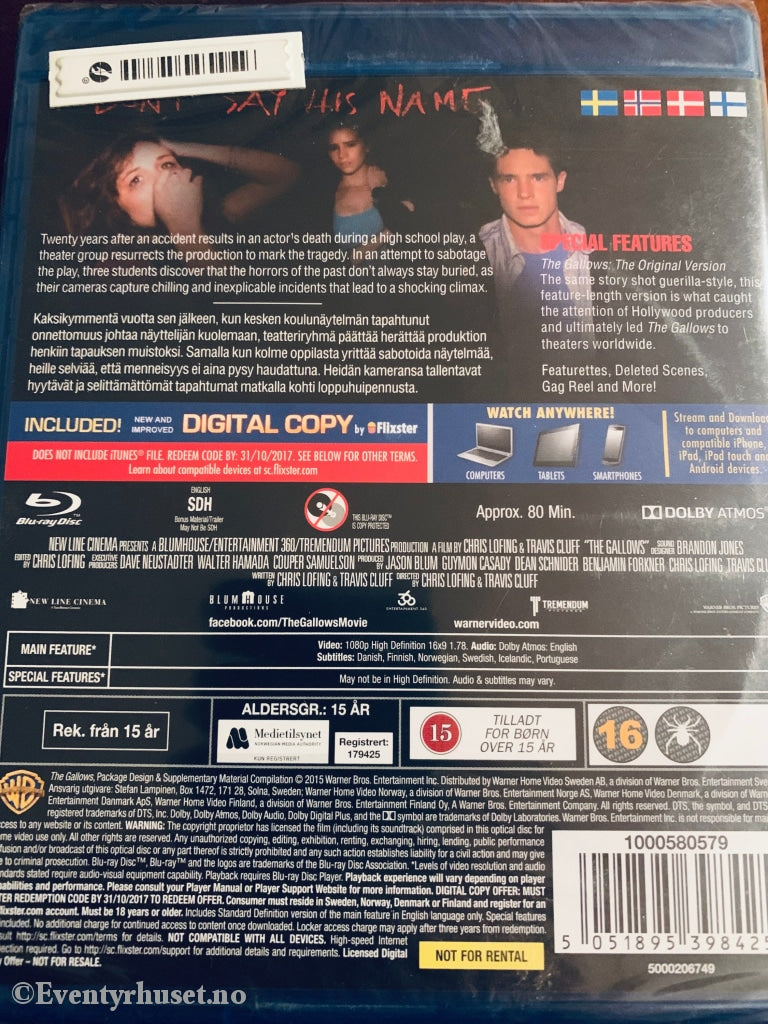The Gallows. 2015. Blu-Ray. Ny I Plast! Blu-Ray Disc