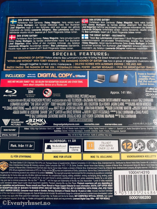 The Great Gatsby. 2013. Blu-Ray. Blu-Ray Disc