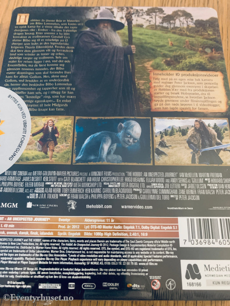 The Hobbit: An Unexpected Journey (2012). Blu-Ray Steelbox. Ny i plast!