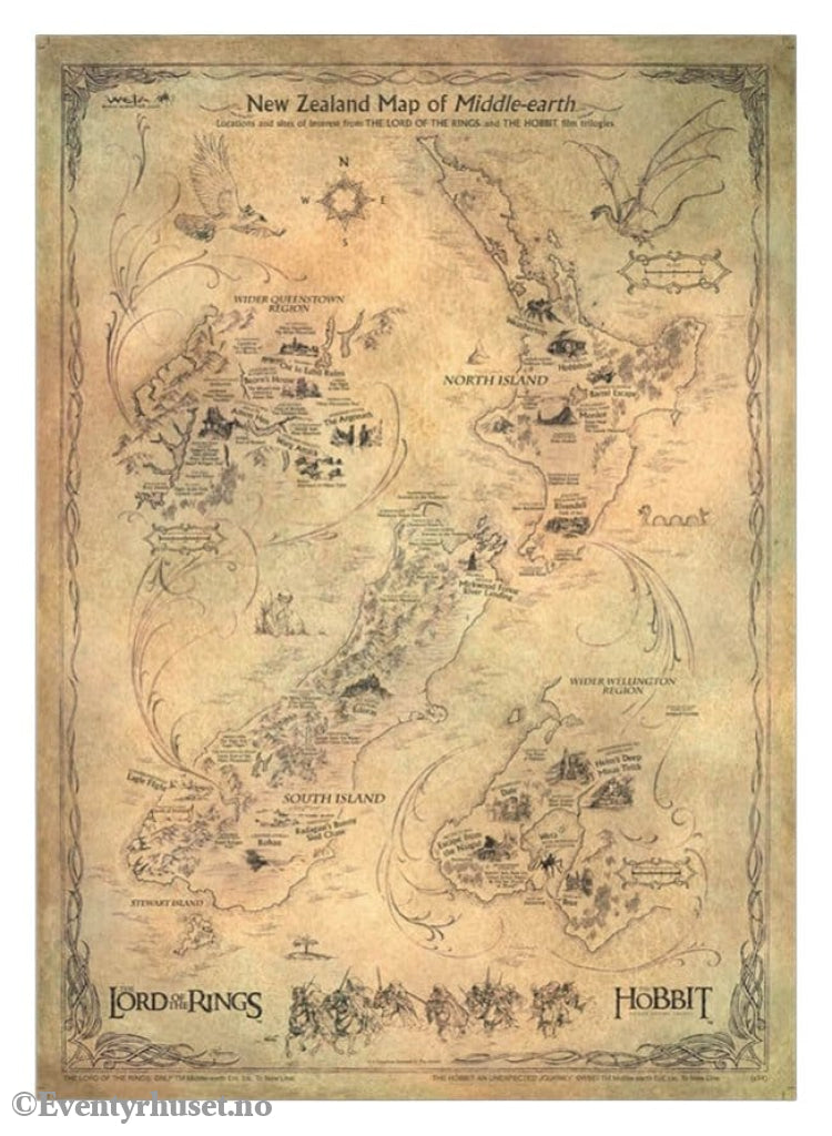 The Hobbit Art Print New Zealand Map of Middle Earth 50 x 70 cm Collectibles