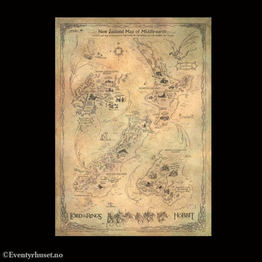 The Hobbit Art Print New Zealand Map of Middle Earth 50 x 70 cm Collectibles