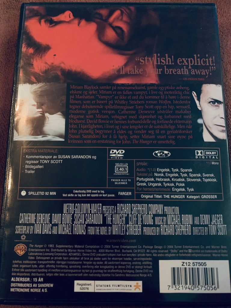 The Hunger. 1983. DVD. DVD
