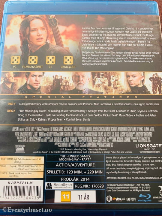 The Hunger Games - Mockingjay Part 1. Blu-Ray. Blu-Ray Disc