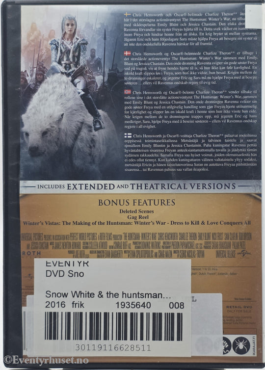 The Huntsman – Winter’s War . 2016 . DVD.
