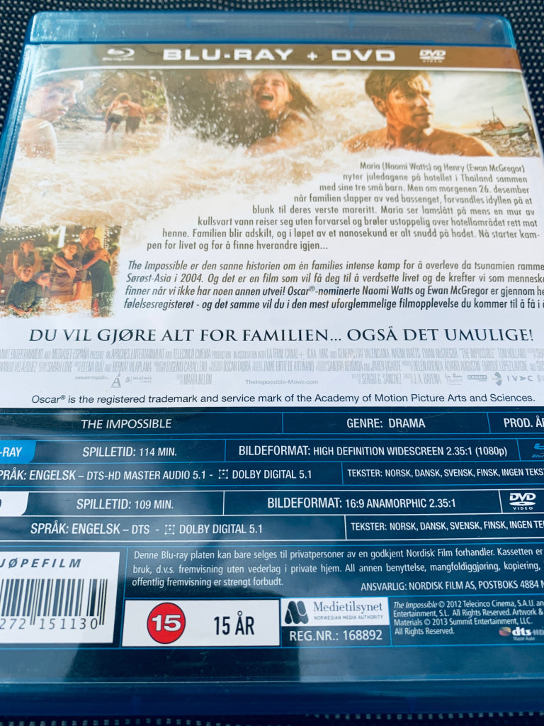 The Impossible. Blu-ray.