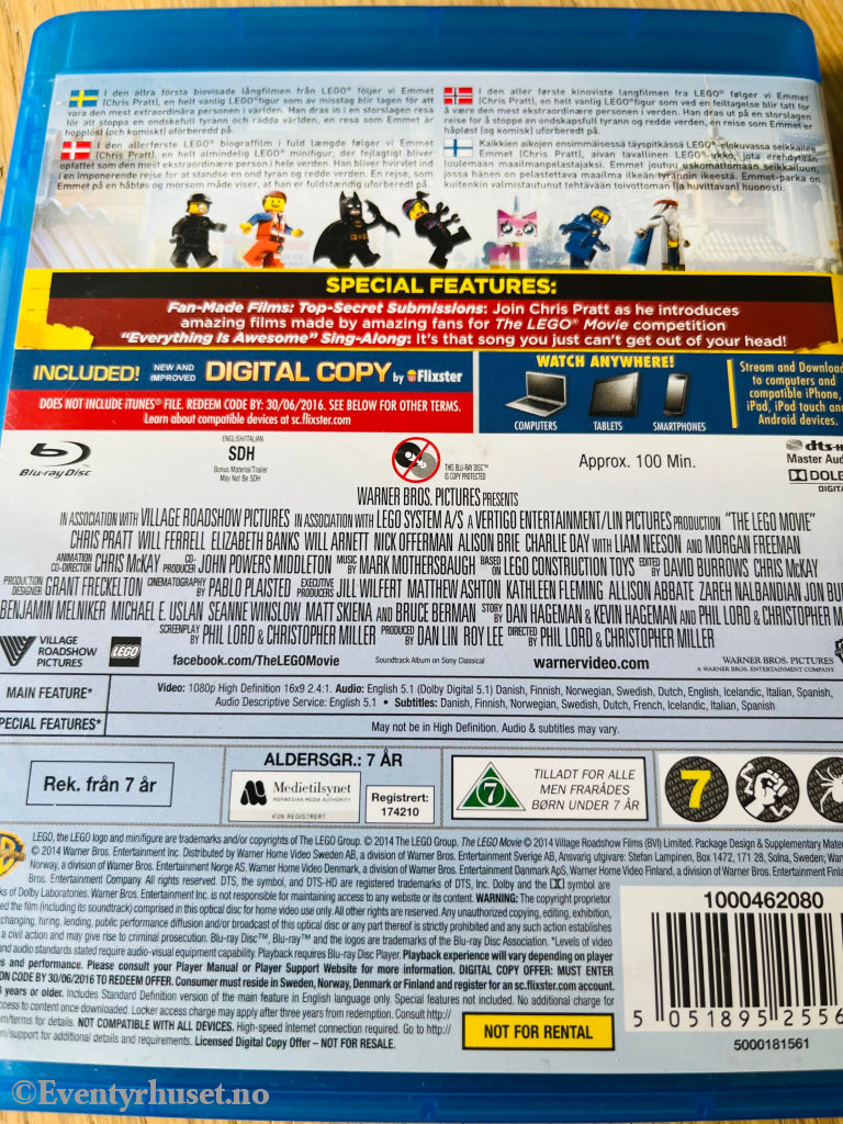 The Lego Movie. Blu - Ray. Blu - Ray Disc